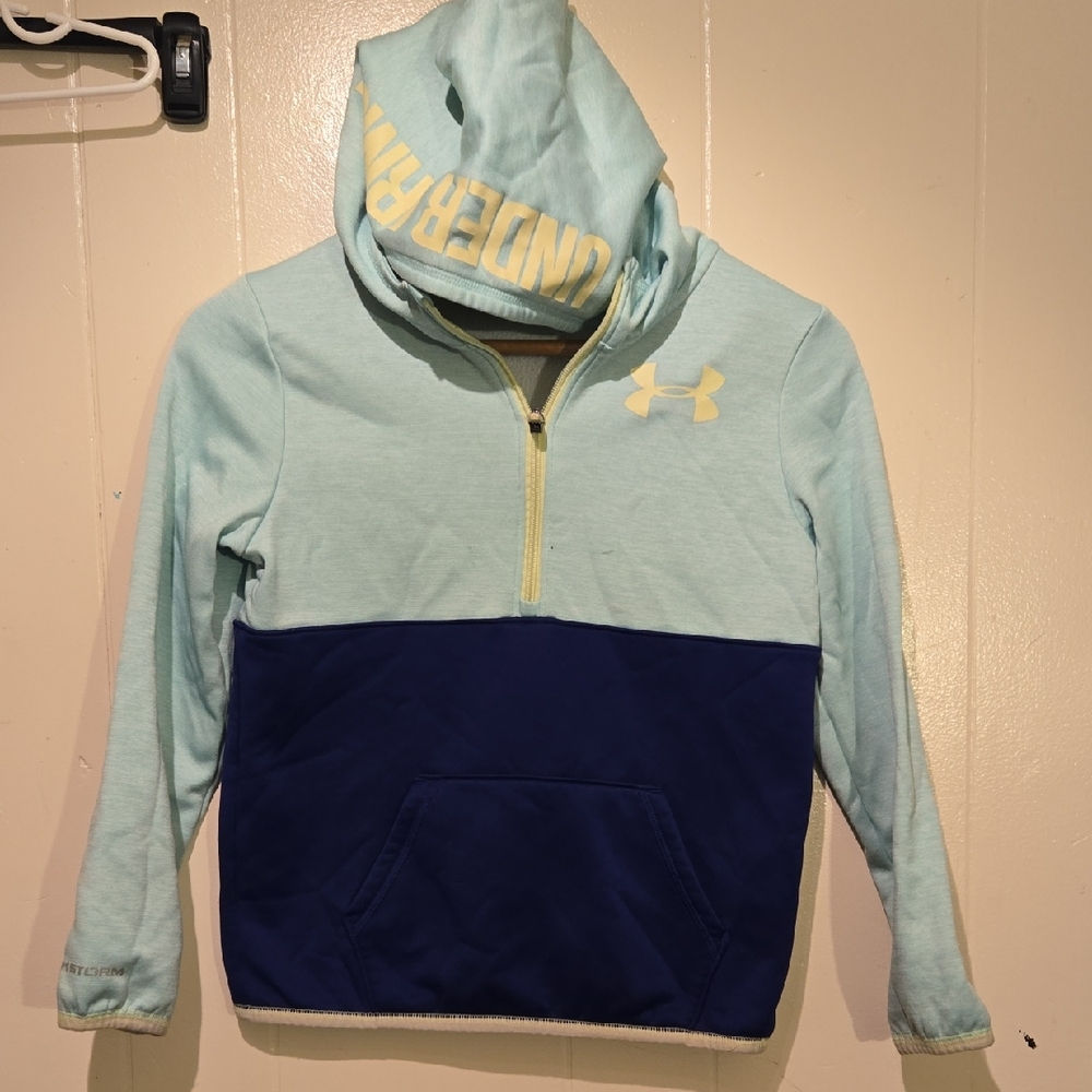 Under Armour Kids' Light Blue and Navy Hoodie